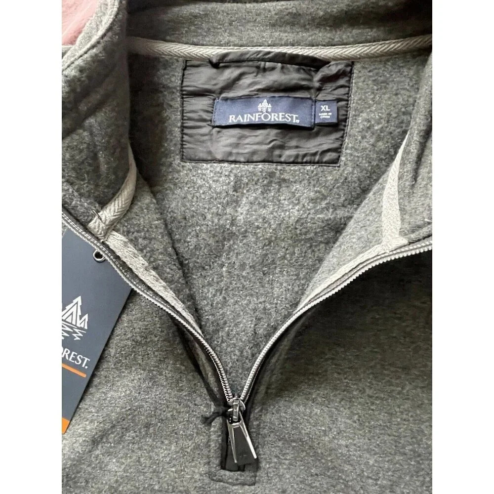 NWT Men’s RAINFOREST Gray Quarter Zip Sweatshirt Fleece Size XL - Picture 5 of 8